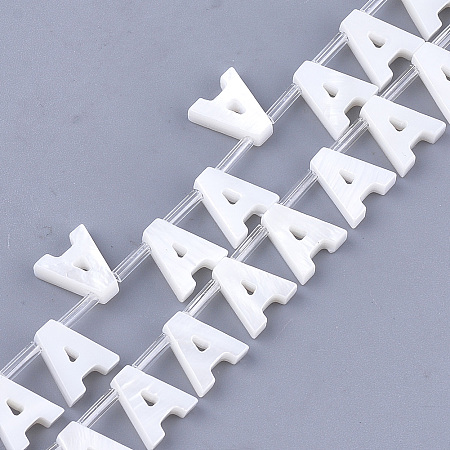 ARRICRAFT Natural Freshwater Shell Beads, Top Drilled Beads, White, Letter.A, 10x8.5x3mm, Hole: 0.8mm