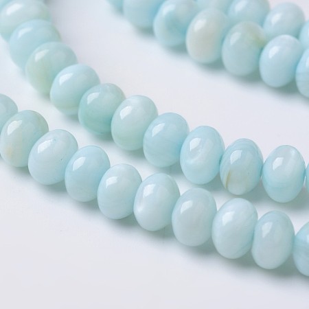 ARRICRAFT Dyed Natural Freshwater Shell Rondelle Bead Strands, Aqua, 6x4mm, Hole: 1mm, about 91pcs/strand, 15.6 inches