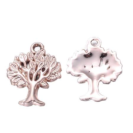 ARRICRAFT 10 pcs Tree of Life Unfading Alloy Pendants with 2mm Hole for DIY Jewelry Making, Rose Gold