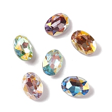 Honeyhandy Glass Rhinestone Cabochons, Pointed Back & Back Plated, Oval, Mixed Color, 14x10x5.5mm