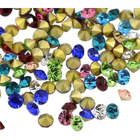 ARRICRAFT About 144pcs 3.2~3.3mm Decoration Rhinestone, Pointed Back Crystal, Faceted Gems for Nails Decoration Makeup Clothes Shoes