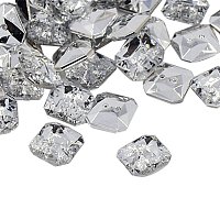 NBEADS 500 Pcs Acrylic Rhinestone Buttons, 2-Hole, Faceted, Octangle, Crystal, 11x11x4mm, Hole: 1mm