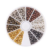 NBEADS 480 Pcs 6 Colors in One Box Iron Spacer Beads, Round Metal Loose Beads for DIY Jewelry Making Findings
