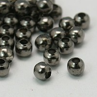 Honeyhandy Iron Spacer Beads, Round, Gunmetal, 4mm, Hole: 1.5mm, about 535pcs/50g