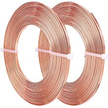 BENECREAT 32 Feet 2 Rolls 3mm Wide Flat Jewelry Craft Wire 18 Gauge Aluminum Wire for Bezel, Sculpting, Armature, Jewelry Making - Copper