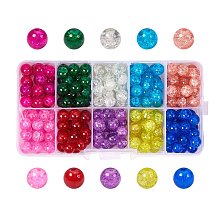 ARRICRAFT 1 Box (about 200pcs) 10 Color Handcrafted Crackle Lampwork Glass Round Beads Assortment Lot for Jewelry Making, 8mm, Hole: 1.3mm