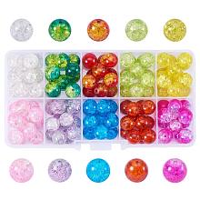 ARRICRAFT 1 Box (about 100pcs) 10 Color Handcrafted Crackle Lampwork Glass Round Beads Assortment 10mm Lot for Jewelry Making