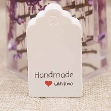 Honeyhandy Paper Gift Tags, Hange Tags, For Arts and Crafts, For Wedding, Valentine's Day, Rectangle with Word Handmade with Love, White, 50x30x0.4mm, Hole: 5mm