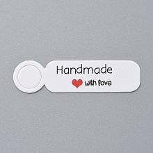 Honeyhandy Paper Gift Tags, Hange Tags, For Arts and Crafts, For Valentine's Day/Thanksgiving, Rectangle with Word Handmade with Love, White, 13x49.5x0.5mm, Hole: 9mm