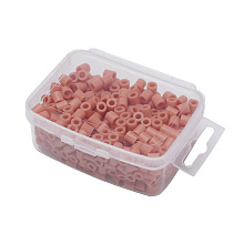 Honeyhandy 1 Box 5mm Hama Beads PE DIY Fuse Beads Refills for Kids, Tube, Light Salmon, 5x5mm, Hole: 3mm, about 500pcs/box