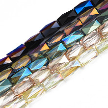 Electroplate Transparent Glass Beads Strands, AB Color Plated, Faceted, Column, Mixed Color, 8.5x4.5x4.5mm, Hole: 1.2mm, about 72pcs/strand, 24.02 inch(61cm)