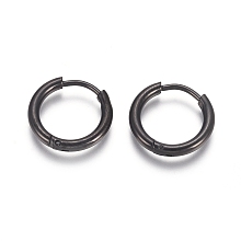 Honeyhandy 304 Stainless Steel Huggie Hoop Earrings, Hypoallergenic Earrings, with 316 Surgical Stainless Steel Pin, Electrophoresis Black, 12 Gauge, 14x2mm, Pin: 1mm