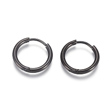 Honeyhandy 304 Stainless Steel Huggie Hoop Earrings, Hypoallergenic Earrings, with 316 Surgical Stainless Steel Pin, Electrophoresis Black, 12 Gauge, 17x2mm, Pin: 1mm, Inner Diameter: 12mm