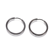 Honeyhandy 304 Stainless Steel Huggie Hoop Earrings, Hypoallergenic Earrings, with 316 Surgical Stainless Steel Pin, Electrophoresis Black, 12 Gauge, 25x2mm, Pin: 1mm, Inner Diameter: 20mm