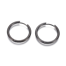 Honeyhandy 304 Stainless Steel Huggie Hoop Earrings, Hypoallergenic Earrings, with 316 Surgical Stainless Steel Pin, Electrophoresis Black, 10 Gauge, 25x2.5mm, Pin: 1mm, Inner Diameter: 20mm