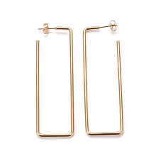 Honeyhandy 201 Stainless Steel Stud Earrings, with 304 Stainless Steel Pin, Hypoallergenic Earrings, Rectangle, Golden, 71x22x2mm, Pin: 0.8mm