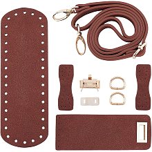 PandaHall Elite DIY PU Leather Bag Knitting Set, Leather Bag Bottom/Shoulder Strap/Bag Twist Lock/Flap Cover/Bag Buckles, Brown（7 Kinds of Accessories）