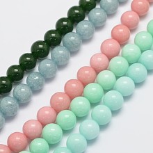 Honeyhandy Natural & Dyed Malaysia Jade Bead Strands, Round, Mixed Color, 4mm, Hole: 0.8mm, about 92pcs/strand, 15 inch