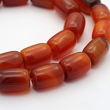 Honeyhandy Barrel Natural Carnelian Beads Strands, Dyed & Heated, 15x11mm, Hole: 1mm, about 25pcs/strand, 16 inch