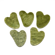 Honeyhandy Natural Chinese Jade Gua Sha Boards, Scraping Massage Tools, Gua Sha Facial Tools, Heart, 80~82.5x59~62.5x4~6mm