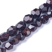 Honeyhandy Natural Garnet Beads Strands, Faceted, Round, 14~21x14~18x14~18mm, Hole: 1.5mm, about 30pcs/strand, 15.3 inch(39cm)