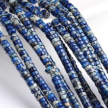 Honeyhandy Dyed Natural Imperial Jasper Beads Strands, Heishi Beads, Flat Round/Disc, Blue, 6x3mm, Hole: 1mm, about 128pcs/strand, 16 inch