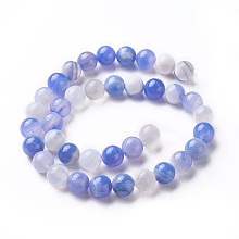 Honeyhandy Natural Agate Beads Strands, Dyed, Round, Cornflower Blue, 8mm, Hole: 1mm, about 47pcs/strand, 15 inch(38cm)