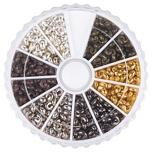 PandaHall Elite Mixed Color Iron Crimp Beads Covers for Jewelry Making Nickel Free, about 590pcs/box