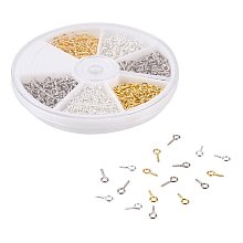 NBEADS 1 Box 700 Pcs Mix Color Iron Screw Eyes Pin Findings for Half Drilled Beads, Hoop Eye Pin Screws for Arts Crafts DIY Jewelry Makings DIY Jewelry Making