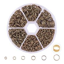 ARRICRAFT 1 Box Mixed Size Antique Bronze Split Iron Double Jump Rings, Nickel Free