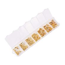 PandaHall Elite 210pcs 6 Sizes Gold Brass Cord Ends Caps Bead Loop Barrel Clasp Crimp Beads for Necklace Bracelet Making