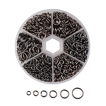 Honeyhandy 1 Box Open Jump Rings Brass Jump Rings, Gunmetal, 18~22 Gauge, 4~10x0.6~1mm, about 110g/box