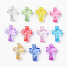 Honeyhandy Transparent Acrylic Pendants, Faceted, Cross, Mixed Color, 16x10x4.5mm, Hole: 1.5mm, about 3300pcs/500g