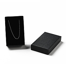 Honeyhandy Texture Paper Necklace Gift Boxes, with Sponge Mat Inside, Rectangle, Black, 8.1x5.1x2.7cm, Inner Diameter:4.6x7.3cm, Deep: 2.5cm