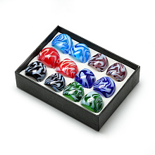 Honeyhandy Handmade Lampwork Wide Band Finger Rings, Mixed Color, 16~19mm, about 12pcs/box