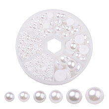 Honeyhandy 1Box ABS Plastic Imitation Pearl Dome Cabochons, Half Round, White, 4~12x2~6mm, about 690pcs/box