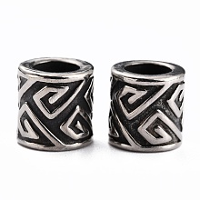 Honeyhandy 304 Stainless Steel Beads, European Style Beads, Large Hole Beads, Column, Antique Silver, 10x9.5mm, Hole: 6mm