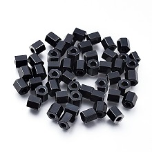 Honeyhandy 304 Stainless Steel Spacer Beads, Hexagon, Electrophoresis Black, 4x4x4mm, Hole: 1.8mm