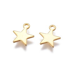 Honeyhandy 304 Stainless Steel Charms, Star, Golden, 10x8.5x1mm, Hole: 1.4mm