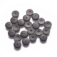 Honeyhandy 304 Stainless Steel Spacer Beads, Flat Round, Electrophoresis Black, 6x0.8mm, Hole: 1mm