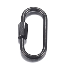 Honeyhandy 304 Stainless Steel Screw Carabiner Lock Charms, for Necklaces Making, Oval, Electrophoresis Black, 21x11x4mm, Screw: 7x4mm