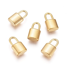 Honeyhandy Vacuum Plating 304 Stainless Steel Pendants, Padlock, Golden, 11x6x3mm, Hole: 2.5x4mm