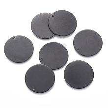 Honeyhandy 304 Stainless Steel Pendants, Stamping Blank Tag, Flat Round, Electrophoresis Black, 25x1mm, Hole: 1.4mm