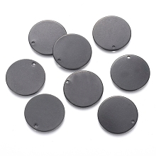 Honeyhandy 304 Stainless Steel Pendants, Stamping Blank Tag, Flat Round, Electrophoresis Black, 20x1mm, Hole: 1.4mm