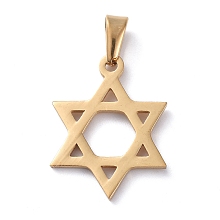 Honeyhandy 304 Stainless Steel Pendants, for Jewish, Star of David, Golden, 20x15x1.5mm, Hole: 6x3mm