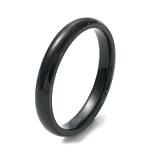 Honeyhandy Ion Plating(IP) 304 Stainless Steel Flat Plain Band Rings, Black, Size 7, Inner Diameter: 17mm, 3mm