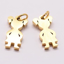 Honeyhandy 316 Surgical Stainless Steel Pendants, Girl Silhouette Pendants, Golden, 16x9x2mm, Hole: 3mm