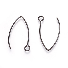 Honeyhandy 304 Stainless Steel Earring Hooks, with Horizontal Loop, Electrophoresis Black, 26x15.5mm, Hole: 2.5mm, Pin: 0.8mm