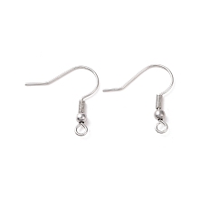 Honeyhandy 316 Surgical Stainless Steel Earring Hooks, Ear Wire, with Horizontal Loop, Stainless Steel Color, 20mm, Hole: 1.8mm, Pin: 0.6mm