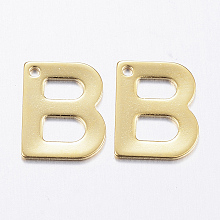 Honeyhandy 304 Stainless Steel Charms, Letter, Initial Charms, Letter.B, 11x6~12x0.8mm, Hole: 1mm